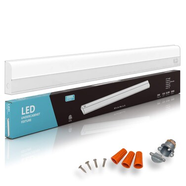 Hardwired LED Under Cabinet Task Lighting - 20 Watt, 36", Dimmable, CRI>90, 5000K (Day Light), Wide Body, Long Lasting Metal Base with Frost Lens