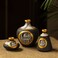 ExclusiveLane 'Madhubani Matkis' Terracotta Vase   Handpainted Vase for Living Room   Flower Vase Centerpieces   Home Decorative Accents   Ideal Gift for Occasions   Black, Gold &amp; White, Set of 3