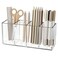 NIUBEE Acrylic Pen Holder 4 Compartments, Clear Pencil Organizer Cup for Countertop Desk Accessory Storage