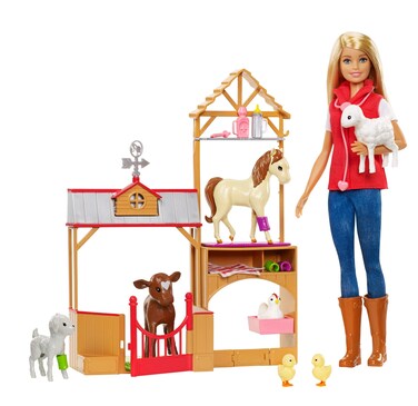 Barbie Sweet Orchard Farm Blonde Doll and Playset with 7 Animals