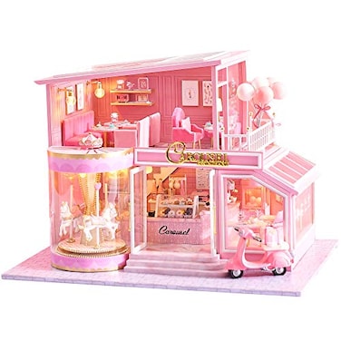 Spilay DIY Miniature Dollhouse Kit with Wooden Furniture,DIY Dollhouse Kit with Dust Proof and Music Movement,1:24 Scale Creative Room for Romantic Valentine's Gift(Childhood Memory)
