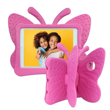 Kids iPad 6th Generation Case, iPad 5th Generation Case, iPad Air 2 Case for Kids,Cute Butterfly Shockproof EVA Foam Super Protection Stand Cover for 9.7" iPad Air/Air 2 iPad 2017/2018 - Rose