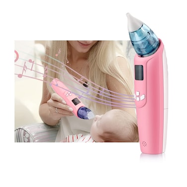 Electric Baby Nasal Aspirator, Safe and Hygienic, Battery Operated Booger Cleaner for Kids(Pink)