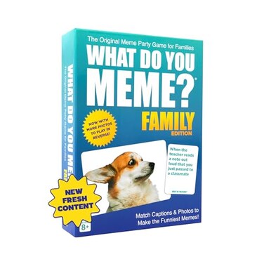 WHAT DO YOU MEME? Family Edition by Relatable, Now with Refreshed Content - Kids Games 8+, Family Games for Kids and Adults, Easter Basket Stuffers, Includes 300 Caption Cards, 108 Photo Cards