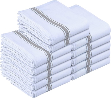 Utopia Towels Grey Dish Towels [12 Pack - 15 x 25 Inches] 100% Ring Spun Cotton Highly Absorbent &amp; Reusable Cleaning Bar, Tea, Kitchen and Dishcloths Set - 200 GSM