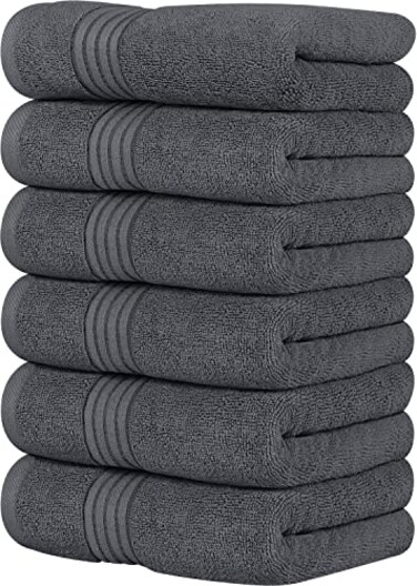 Utopia Towels 6 Piece Premium Hand Towels Set, 16 by 28 inches, 100% Ring Spun Cotton, Lightweight and Highly Absorbent Towels for Bathroom, Travel, Camp, Hotel, and Spa, Grey