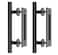 Heavy Duty 12"Pull and Flush Sliding Barn Door Handle Sets, Large Pull and Flush Barn Door Handle Kit for Gate Garage Shed Furniture, Black Round Solid Steel Material Double-Side Design 2PCS