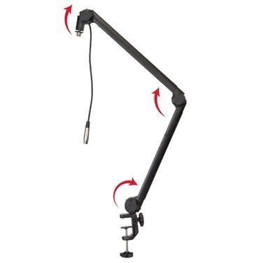 Gator Frameworks Deluxe Desk-Mounted Broadcast Microphone Boom Stand For Podcasts &amp; Recording, Integrated XLR Cable; (GFWBCBM3000)