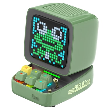 Divoom Ditoo Programmable Pixel Art LED-Bluetooth-Speaker Showing-Clock Emoji DIY Design for Home Wedding Party Decoration with Wireless App Control (Green)