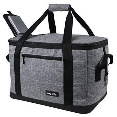 Hap Tim Soft Cooler Bag 40-Can Large Reusable Grocery Bags Soft Sided Collapsible Travel Cooler for Outdoor Travel Hiking Beach Picnic BBQ Party (US13634-Dark Grey)