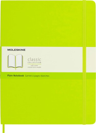 Moleskine Classic Notebook, Soft Cover, XL (7.5" x 9.5") Plain/Blank, Lemon Green, 192 Pages