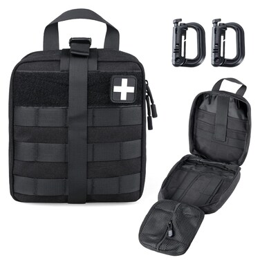 Tactical First Aid Pouch, Molle EMT Pouches Rip-Away Military IFAK Medical Bag Outdoor Emergency Survival Kit Quick Release Design Include Red Cross Patch