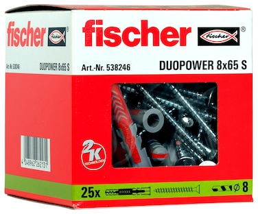 fischer 538246 DuoPower Wall Plug, Grey/red