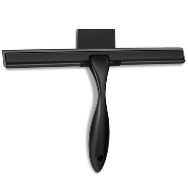 HIWARE All-Purpose Shower Squeegee for Shower Doors, Bathroom, Window and Car Glass - Black, Stainless Steel, 12 Inches