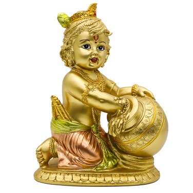 Hindu Lord Baby Krishna Statue &ndash; Indian Idol Krishna Figurines for Home Mandir Temple Pooja - India Murti Buddha Sculpture Religious Gifts Items