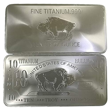 Metal Art Collection - 10 oz Ten Troy Ounce USA American Buffalo .999 Fine Titanium Bullion Bar Ti Element