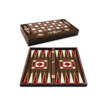 LaModaHome Classic Backgammon Set for Adults and Kids, Wooden Folding Board, Magnetic Clothing, Family and Friends Fun, Classic Turkish Travel Outdoor and Indoor Strategy Game - Brown