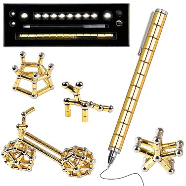 Magnetic Fidget Pen Toy Magnet Gel Pen Fidget Toy Think Ink Pen Transformed into Variety of Creative for Intellectual Learning and Stress Reduction Gifts (Gold)