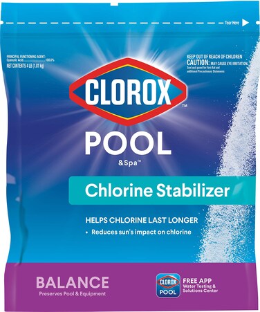 Clorox&reg; Pool&amp;Spa&trade; Swimming Pool Chlorine Stabilizer, Helps Chlorine Last Longer, Saltwater Pool Compatible, 4LB (Pack of 1)