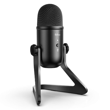 FIFINE USB Podcast Microphone for Recording Streaming, Condenser Computer Gaming Mic for PC Mac, Headphone Output&amp;Volume Control, Mic Gain Control, Mute Button for Vocal, YouTube (K678)