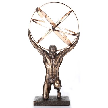 Veronese Design 9 Inch Atlas Carrying Celestial Sphere Statue Cold Cast Resin Antique Bronze Finish