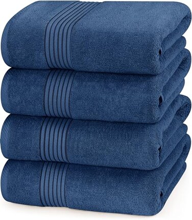 Utopia Towels 4 Pack Bath Towels Set, 27 by 54 Inches, 100% Ring Spun Cotton, Quick Dry, Highly Absorbent, Soft Feel Towels, Perfect for Daily Use, Navy