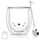Cat Mug Cute Mugs Glass Double Wall Insulated Glass Espresso Cup, Kawaii Cup, Coffee Cup, Tea Cup, Milk Cup, Best gift for Office and Personal Birthday Christmas (Cat)