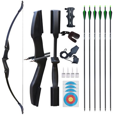 D&amp;Q Archery Bow and Arrow Set for Adults Beginner Teenagers Youth, Takedown Recurve Bow 20lbs 30lbs 40lbs Left and Right Handed Bow, Recurve Bow Set for Outdoor Target Practice