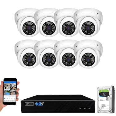 GW Security 8 Channel 4K NVR 5MP H.265 IP Surveillance Security Camera System with 8-Piece Super HD 1920P Weatherproof Video &amp; Audio PoE Security Dome Cameras, AI Human Detection