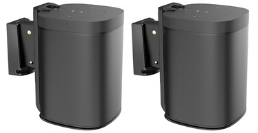 ynVISION.DESIGN Adjustable Wall Mount Bracket Compatible with Sonos One, One SL, and Play:1 Speaker   2 Pack   (Black)