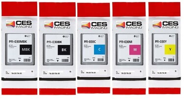 Canon by CES Imaging PFI-030 55ml Ink Tank Set for TA-20 and TA-30, OEM, Includes PFI-030MBK PFI-030BK PFI-030C PFI-030M PFI-030Y