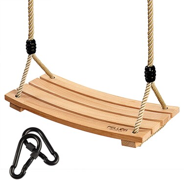 Pellor Wood Tree Swing Seat,Indoor Outdoor Rope Wooden Swing Set for Children Adult Kids (Burlywood)