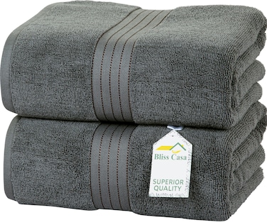 Bliss Casa 100% Cotton Bath Sheets - Set of 2 Ultra Soft &amp; Highly Absorbent Thick Bathroom Towel (35 X 70 Inch) Premium Quality Jumbo Sheet - Durable, Luxurious, Quick Dry &amp; Long-Lasting