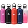 HYDRO CELL Stainless Steel Water Bottle with Straw &amp; 2 Standard Mouth Lids (32oz 24oz 20oz 16oz) Keeps Liquids Hot or Cold w/Double Wall Vacuum Insulated Leak Proof Sport Design (Red 32oz)