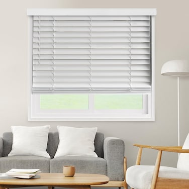 CHICOLOGY Faux Wood Blinds , Window Blinds , Wood Blinds , Window Shades , Window Treatments , Blinds &amp; Shades , Window Shades For Home , Wooden Blinds , Basic White , 23"W X 72"H