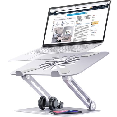 Laptop Stand, Laptop Riser with Heat-Vent to Elevate Laptop, Adjustable Ergonomic Computer Stand Holder for Laptop, Compatible with MacBook, Air, Pro All Laptops 10-17" (Silver)