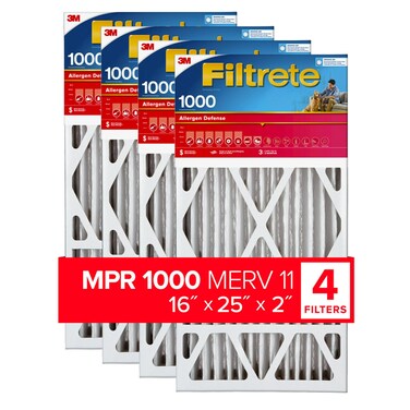 Filtrete 16x25x2, AC Furnace Air Filter, MPR 1000, Micro Allergen Defense, 4 Pack (exact dimensions 15.5 x 24.5 x 1.75)