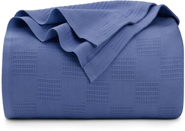 Utopia Bedding Wedgewood 100% Cotton Blanket [King Size - 90x108 Inch] 350GSM Lightweight, Soft and Breathable Thermal Blanket for All Seasons