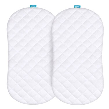 Bassinet Mattress Pad Cover Compatible with Halo BassiNest Swivel Sleeper, 2 Pack, Waterproof Quilted Ultra Soft Viscose Made from Bamboo Terry Surface, Breathable and Easy Care