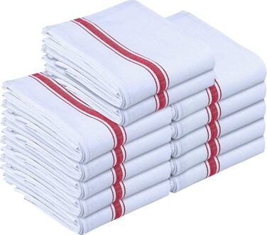 Utopia Towels Red Dish Towels [12 Pack - 15 x 25 Inches] 100% Ring Spun Cotton Highly Absorbent &amp; Reusable Cleaning Bar, Tea, Kitchen and Dishcloths Set - 200 GSM