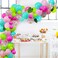 Tropical Themed Balloons Garland Kit, 112 pcs Luau Party Decorations Blue Green Hot Pink Confetti Balloons with Strip Tools and Palm Leaves for Birthday Jungle Hawaii Summer Beach Party Supplies