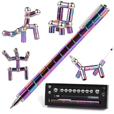 HKDGYHON Toy Pen, Decompression Magnetic Metal Pen, Multifunction Writing Magnet Ballpoint Pen, Gift for Kids or Friends (Colorful)