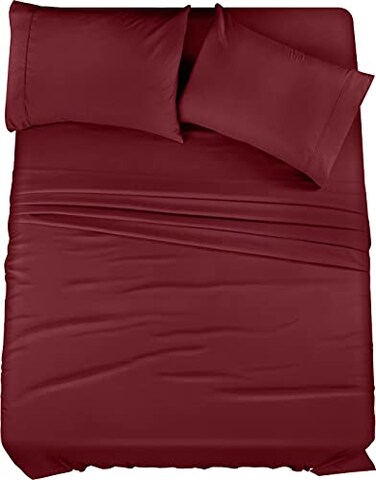 Utopia Bedding King Bed Sheets Set - 4 Piece Bedding - Brushed Microfiber - Shrinkage and Fade Resistant - Easy Care (King, Burgundy)