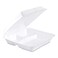 Dart 95HT3R 9.25 in. x 9.5 in. x 3 in. 3-Compartment Foam Hinged Lid Containers - White (200/Carton)