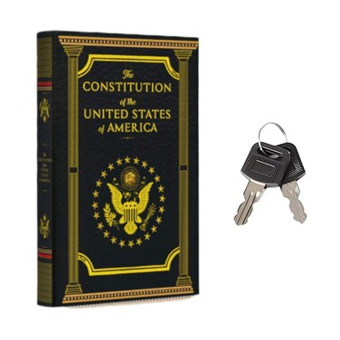 Fake Book Box - Small Safe Box with Key Lock - Hidden Safe in Plain Sight - Diversion Safes - Secret Safes (Constitution) (Large)