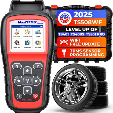 Autel MaxiTPMS TS508WF TPMS Programming Tool, 2025 WiFi Ver. of TS508 TS501 Pro TS408S, Program MX-Sensors (315/433 MHz), TPMS Reset/Relearn/Activate All Sensors, TPMS Scan Tool Read/Clear DTCs
