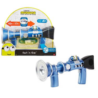 Mattel Minions Fart 'N Fire Toy Blaster, Role-Play Accessory with 20+ Sounds &amp; Water Mist, Trigger or Custom Modes of Play