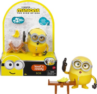 Minions: Loud 'n Rowdy Bob Talking Action Figure with Kung Fu Bench Toy, Kids Gift Ages 4 Years &amp; Older