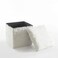 Urban Lifestyle White Mongolian Fur Collapsible Storage Ottoman with Lid, 15"x15"x15