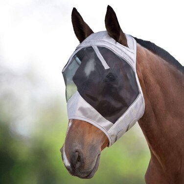 Harrison Howard CareMaster Horse Fly Mask Standard Silver/Black Retro Large Full Size